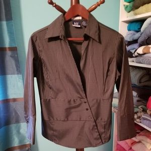 Black/White Striped Wrap-Style Top